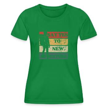 Sag Ja zu neuen Abenteuern - Frauen Funktions-T-Shirt - Kelly Green - Vorne - AI Model Female 172 dark (172cm)
