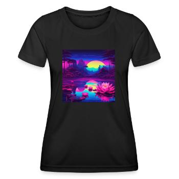Water lilies on the lake - Women's Functional T-Shirt - black - Front - AI Model Female 172 light (172cm)