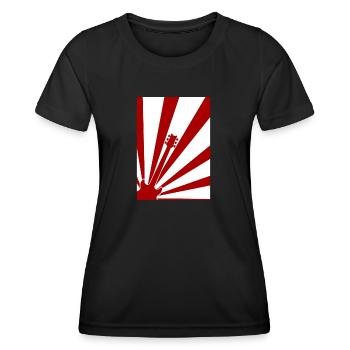 Abstraktes Gitarrenposter - Frauen Funktions-T-Shirt - Schwarz - Vorne - AI Model Female 172 light (172cm)
