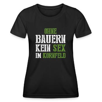 Ohne Bauern kein Sex im Kornfeld Bauernproteste - Frauen Funktions-T-Shirt - Schwarz - Vorne - AI Model Female 172 light (172cm)