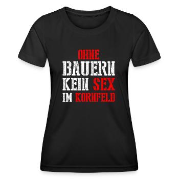 Ohne Bauern kein Sex im Kornfeld Bauernproteste - Frauen Funktions-T-Shirt - Schwarz - Vorne - AI Model Female 172 light (172cm)