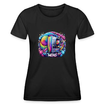 Nerd-Stolz Rainbow - Frauen Funktions-T-Shirt - Schwarz - Vorne - AI Model Female 172 light (172cm)