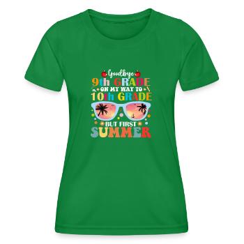 Auf Wiedersehen 9. Klasse bis 10. Klasse, aber erster Sommer - Frauen Funktions-T-Shirt - Kelly Green - Vorne - AI Model Female 172 dark (172cm)