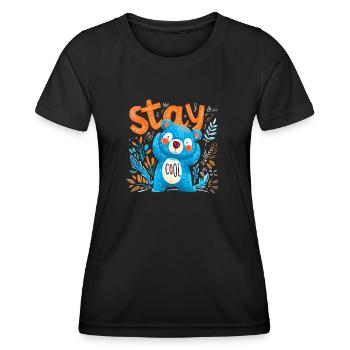Stay Cool cute casual bear to cuddle - Women's Functional T-Shirt - black - Front - AI Model Female 172 light (172cm)