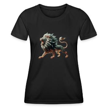 Glaslöwe mit Raubtier-Look-Kopie - Frauen Funktions-T-Shirt - Schwarz - Vorne - AI Model Female 172 light (172cm)