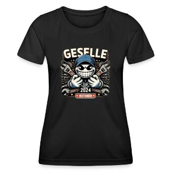 Bestandene Gesellenprüfung Azubi Geselle 2024 - Frauen Funktions-T-Shirt - Schwarz - Vorne - AI Model Female 172 light (172cm)