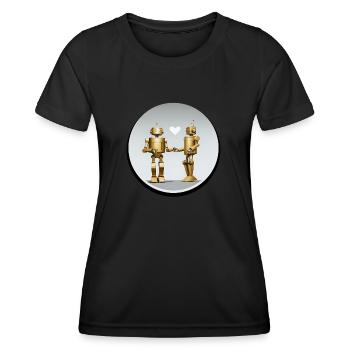 LOVE BETWEEN ROBOTS - Women's Functional T-Shirt - black - Front - AI Model Female 172 light (172cm)