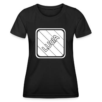 First name Lucia - Women's Functional T-Shirt - black - Front - AI Model Female 172 light (172cm)
