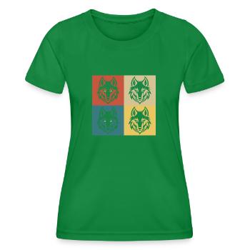 Retro Vintage Wolf - Frauen Funktions-T-Shirt - Kelly Green - Vorne - AI Model Female 172 dark (172cm)
