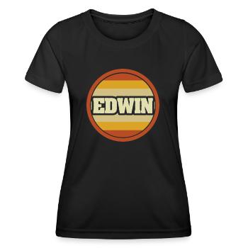First name Edwin - Women's Functional T-Shirt - black - Front - AI Model Female 172 light (172cm)