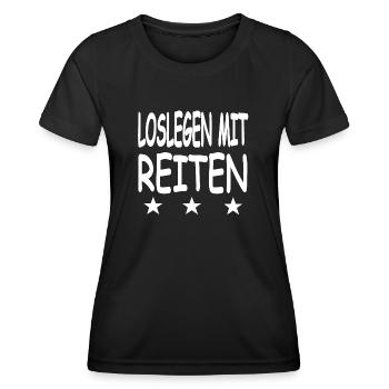 Reiten - Frauen Funktions-T-Shirt - Schwarz - Vorne - AI Model Female 172 light (172cm)