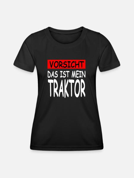 Traktor - Frauen Funktions-T-Shirt - Schwarz
