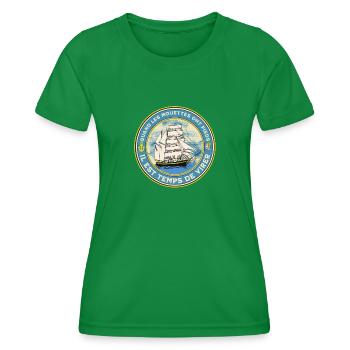 t- shirt humour marin breton " quand les mouettes" - T-shirt sport Femme - vert - Devant - AI Model Female 172 dark (172cm)
