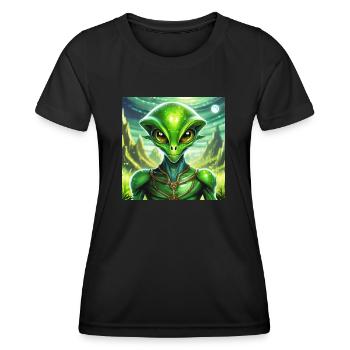 Firefly personnage extraterrestre vert lunaire - T-shirt sport Femme - noir - Devant - AI Model Female 172 light (172cm)