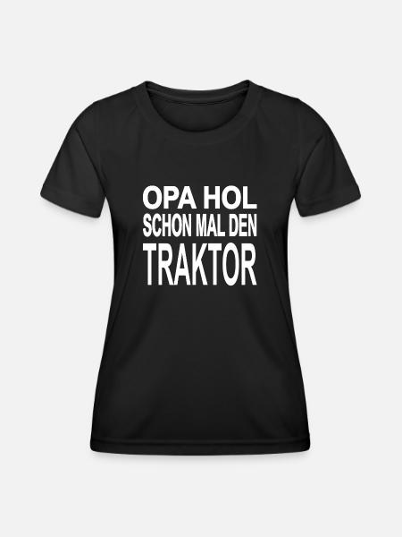 Traktor - Frauen Funktions-T-Shirt - Schwarz