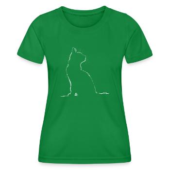 Cat, Cat Motif - Women's Functional T-Shirt - kelly green - Front - AI Model Female 172 dark (172cm)