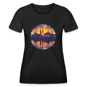 Ligne d’horizon de Fribourg - T-shirt sport Femme - noir - Devant - AI Model Female 172 light (172cm)