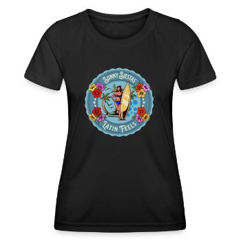 Latin Tropical Beach Summer Waves Sunny Vacation - Frauen Funktions-T-Shirt - Schwarz - Vorne - AI Model Female 172 light (172cm)