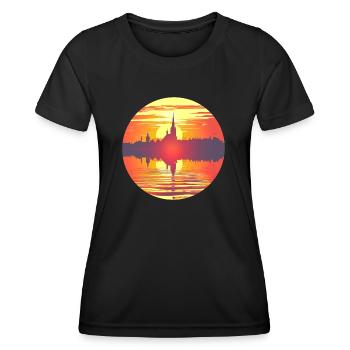 Flensburg Skyline - Frauen Funktions-T-Shirt - Schwarz - Vorne - AI Model Female 172 light (172cm)