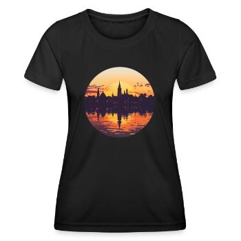 Ulm Skyline - Frauen Funktions-T-Shirt - Schwarz - Vorne - AI Model Female 172 light (172cm)