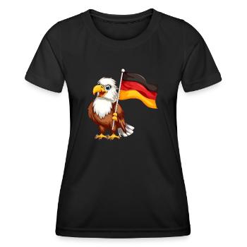 Deutschland Adler Germany Flag Eagle Fußball - Frauen Funktions-T-Shirt - Schwarz - Vorne - AI Model Female 172 light (172cm)