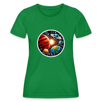 Solar system - Women's Functional T-Shirt - kelly green - Front - AI Model Female 172 dark (172cm)