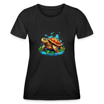 Tortue cool - T-shirt sport Femme - noir - Devant - AI Model Female 172 light (172cm)