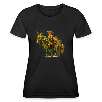 Kobold reitet auf Einhorn - Frauen Funktions-T-Shirt - Schwarz - Vorne - AI Model Female 172 light (172cm)