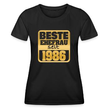 Verheiratet 1986 - Frauen Funktions-T-Shirt - Schwarz - Vorne - AI Model Female 172 light (172cm)