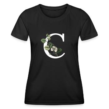 Buchstabe C Botanisches Grün - Frauen Funktions-T-Shirt - Schwarz - Vorne - AI Model Female 172 light (172cm)