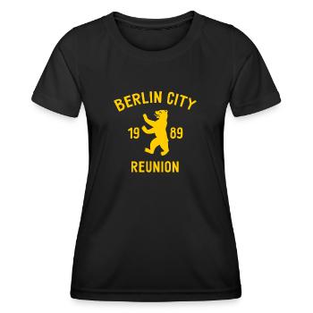 Berlin City - 1989 - La Réunion - Berliner Bär - T-shirt sport Femme - noir - Devant - AI Model Female 172 light (172cm)