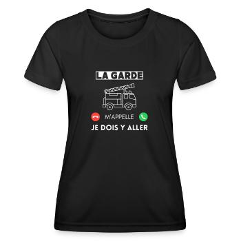 La garde m'appelle je dois y aller - T-shirt sport Femme - noir - Devant - AI Model Female 172 light (172cm)