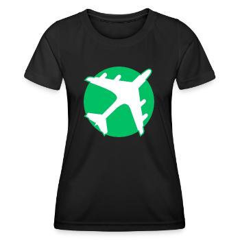 Flugreisen - Frauen Funktions-T-Shirt - Schwarz - Vorne - AI Model Female 172 light (172cm)