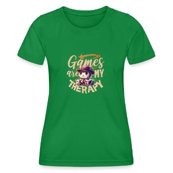 Boardgamer - Games are my Therapy - Women's Functional T-Shirt - kelly green - Front - AI Model Female 172 dark (172cm)