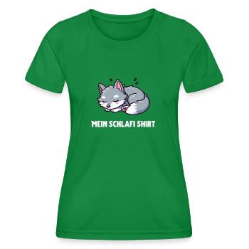 Cute Little Sleeping Wolf - Women's Functional T-Shirt - kelly green - Front - AI Model Female 172 dark (172cm)