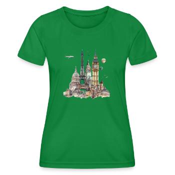 Landmarks are usually buildings - Women's Functional T-Shirt - kelly green - Front - AI Model Female 172 dark (172cm)