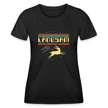 Lustiger Spruch - Mach mal langsam Rentner - Frauen Funktions-T-Shirt - Schwarz - Vorne - AI Model Female 172 light (172cm)