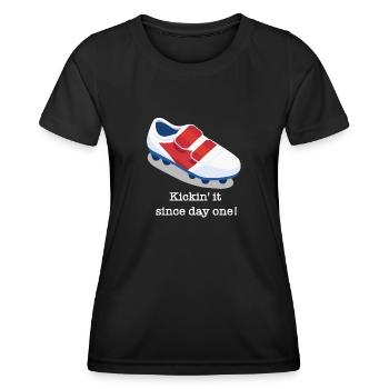 Fußball Fußballschuh lustiger Spruch - Frauen Funktions-T-Shirt - Schwarz - Vorne - AI Model Female 172 light (172cm)
