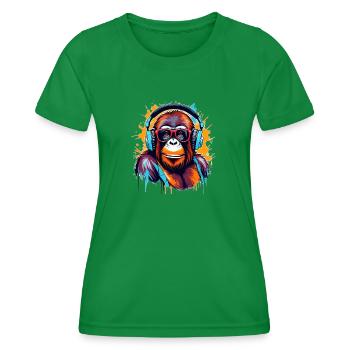DJ Singe Orang-outan - T-shirt sport Femme - vert - Devant - AI Model Female 172 dark (172cm)