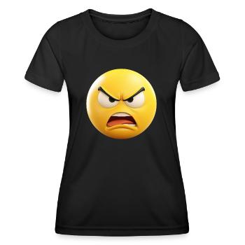 Wütend Emoticon Emotion - Frauen Funktions-T-Shirt - Schwarz - Vorne - AI Model Female 172 light (172cm)