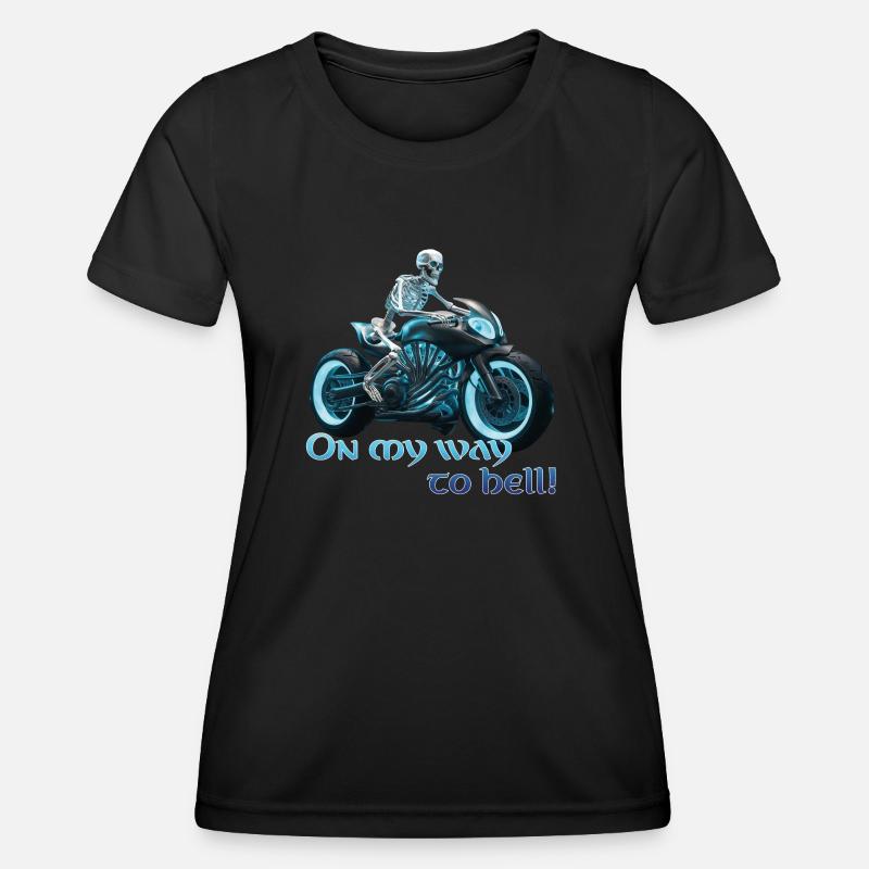 Biker Skeleton 06 2024 A 02 - Women's Functional T-Shirt - black