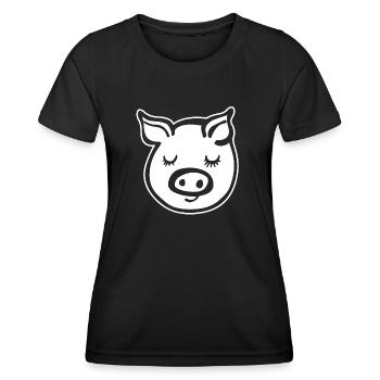Schwein Schweinchen - Frauen Funktions-T-Shirt - Schwarz - Vorne - AI Model Female 172 light (172cm)