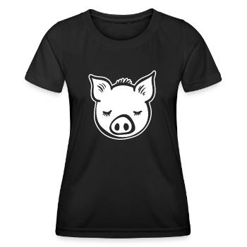 Schwein Schweinchen - Frauen Funktions-T-Shirt - Schwarz - Vorne - AI Model Female 172 light (172cm)