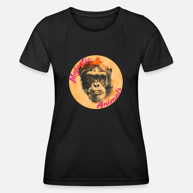 Majestic Animals: Clever Monkey - Women's Functional T-Shirt - black