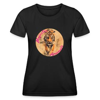 Majestic Animals: Stalking Tiger - Women's Functional T-Shirt - black - Front - AI Model Female 172 light (172cm)