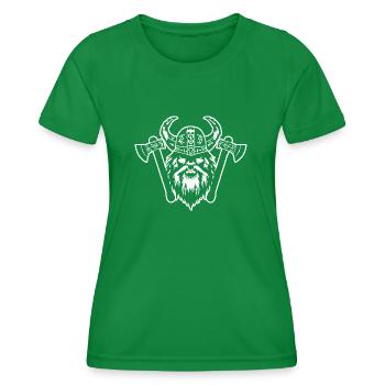 Wikinger mit Axt und Helm - Frauen Funktions-T-Shirt - Kelly Green - Vorne - AI Model Female 172 dark (172cm)