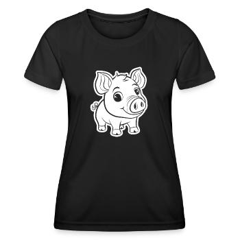 Schwein Schweinchen - Frauen Funktions-T-Shirt - Schwarz - Vorne - AI Model Female 172 light (172cm)