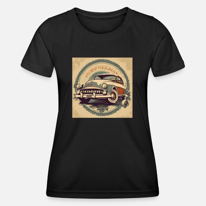 Retro Classic Car Postsr - Women's Functional T-Shirt - black