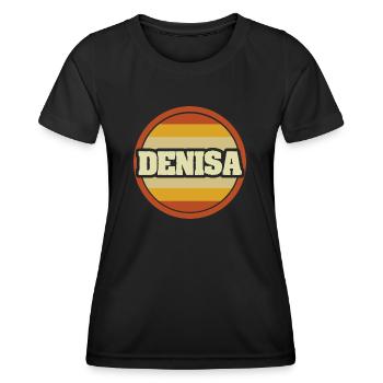 Prénom Denisa - T-shirt sport Femme - noir - Devant - AI Model Female 172 light (172cm)