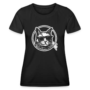 Chat Chats Chat Dame Chat Amoureux Chat Visage - T-shirt sport Femme - noir - Devant - AI Model Female 172 light (172cm)